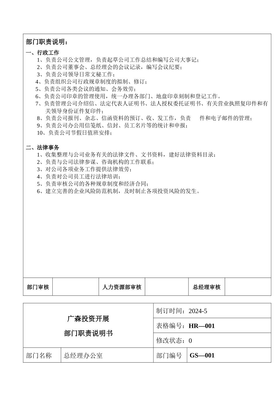 zt深圳市XX投资发展有限公司工作职责说明书_第3页