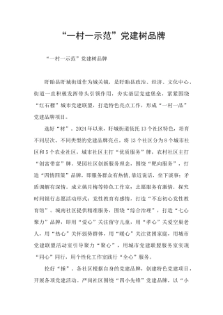 “一村一示范”党建树品牌