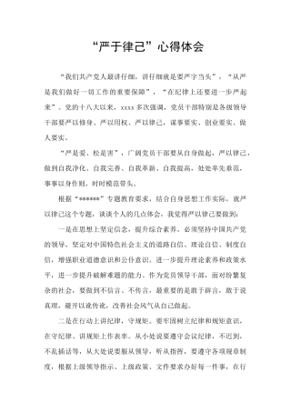 “严于律己”心得体会