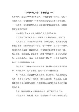 “中国成语大会”参赛感言