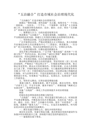 “五治融合”打造市域社会治理现代化
