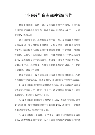 “小金库”自查自纠报告写作