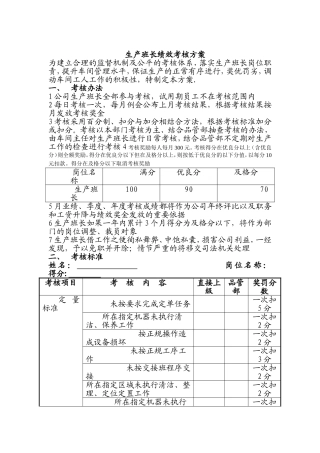 -生产班长绩效考核方案