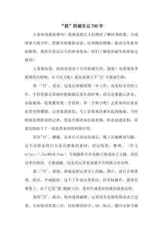 “我”的诞生记700字