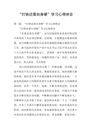 “打铁还需自身硬”学习心得体会