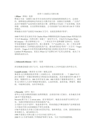 世界十大制药公司排行榜