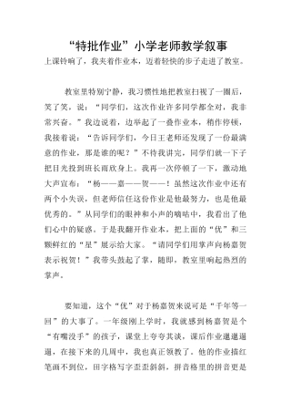 “特批作业”小学老师教学叙事