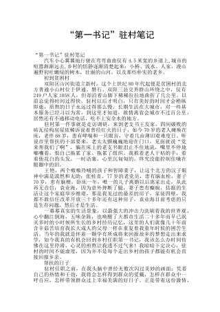 “第一书记”驻村笔记