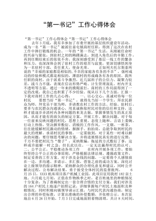 “第一书记”工作心得体会