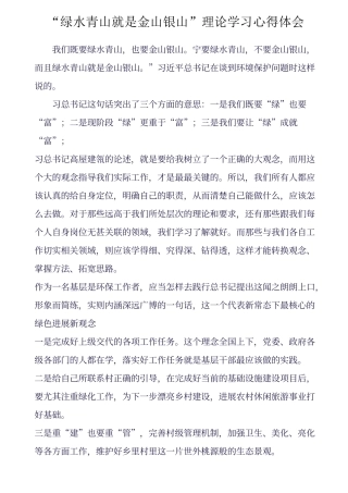 “绿水青山就是金山银山”理论学习心得体会