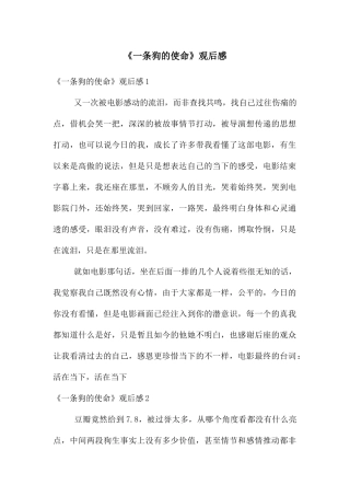 《一条狗的使命》观后感