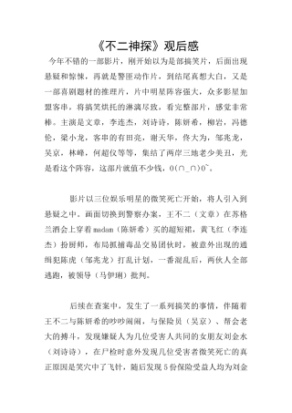 《不二神探》观后感