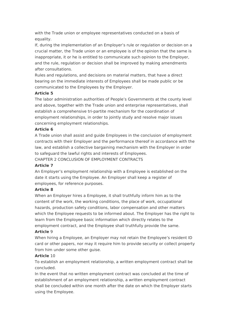 《中华人民共和国劳动合同法》英文版_第2页