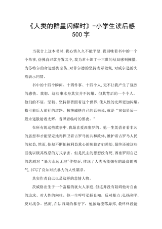《人类的群星闪耀时》-小学生读后感500字