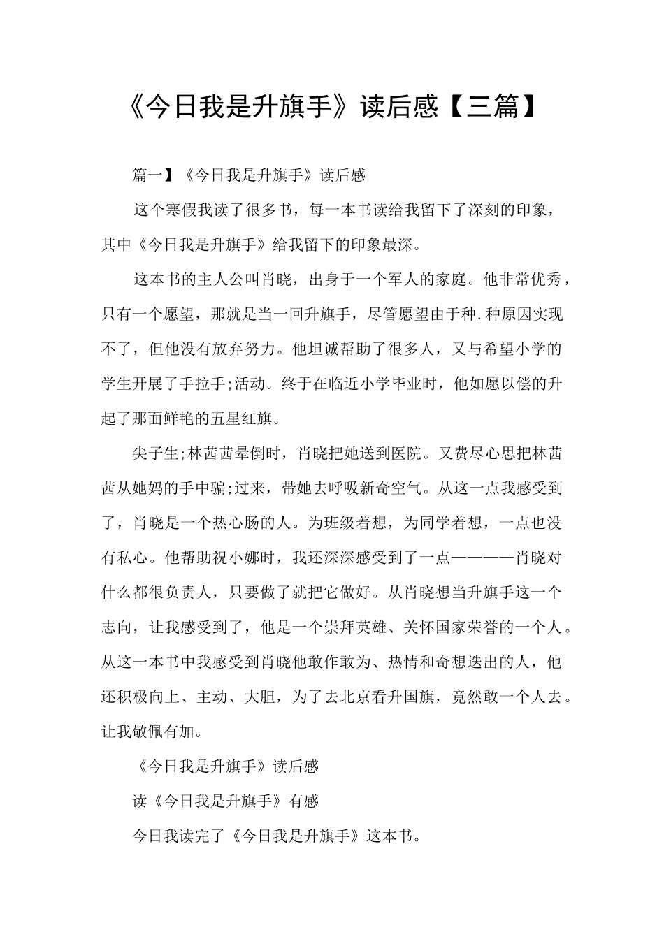 《今天我是升旗手》读后感_第1页