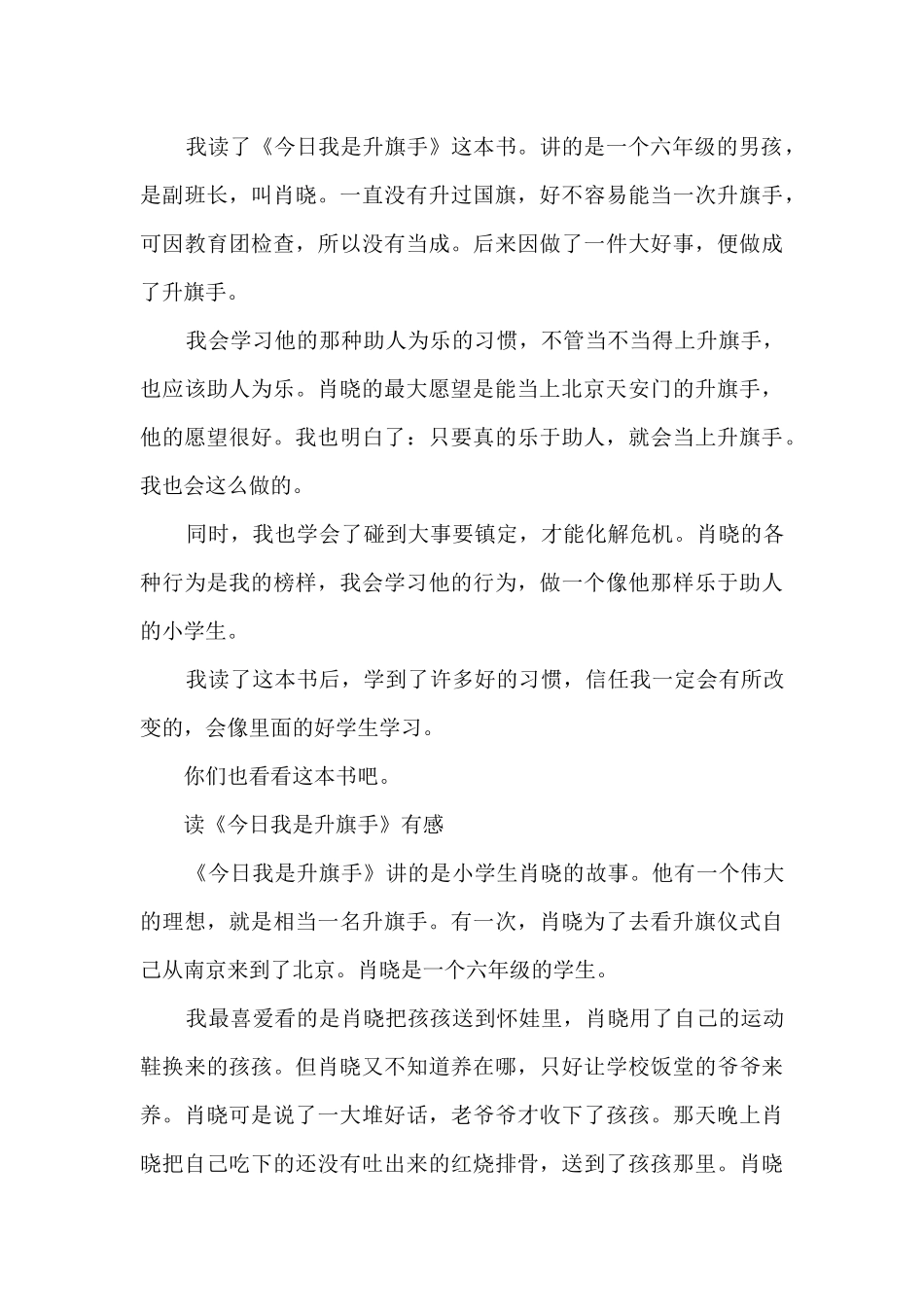 《今天我是升旗手》读后感_第3页
