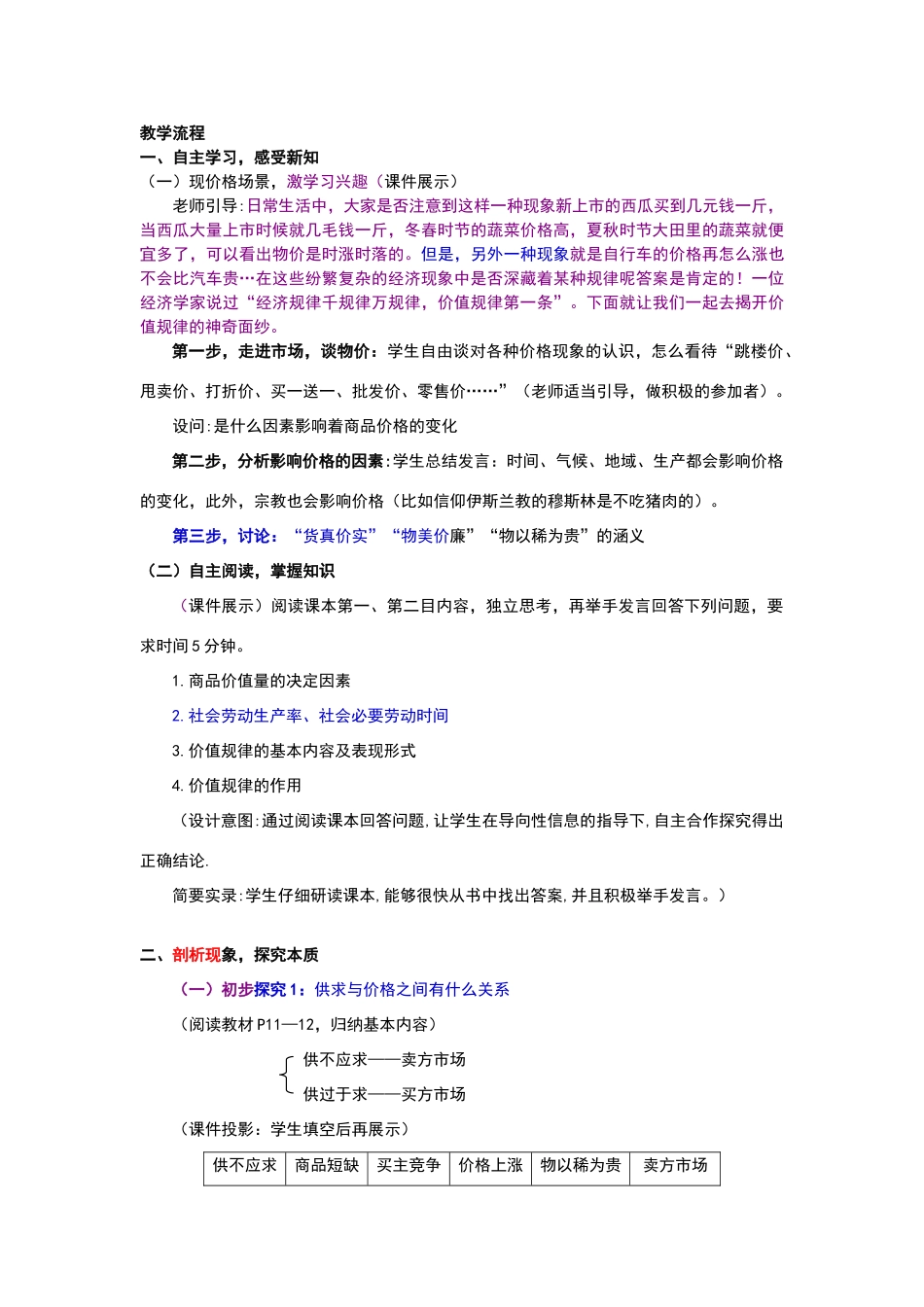 《价值规律的内容和表现形式》教学设计_第2页