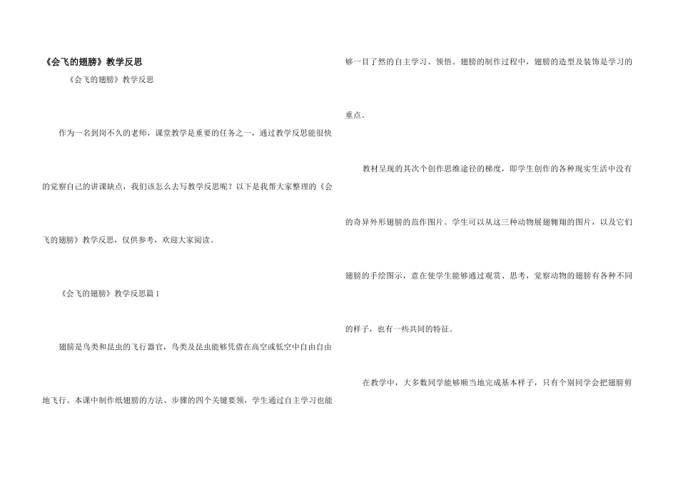 《会飞的翅膀》教学反思_第1页