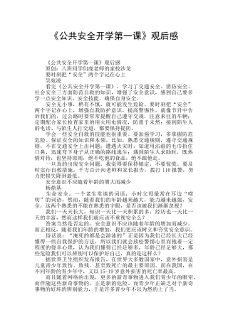 《公共安全开学第一课》观后感