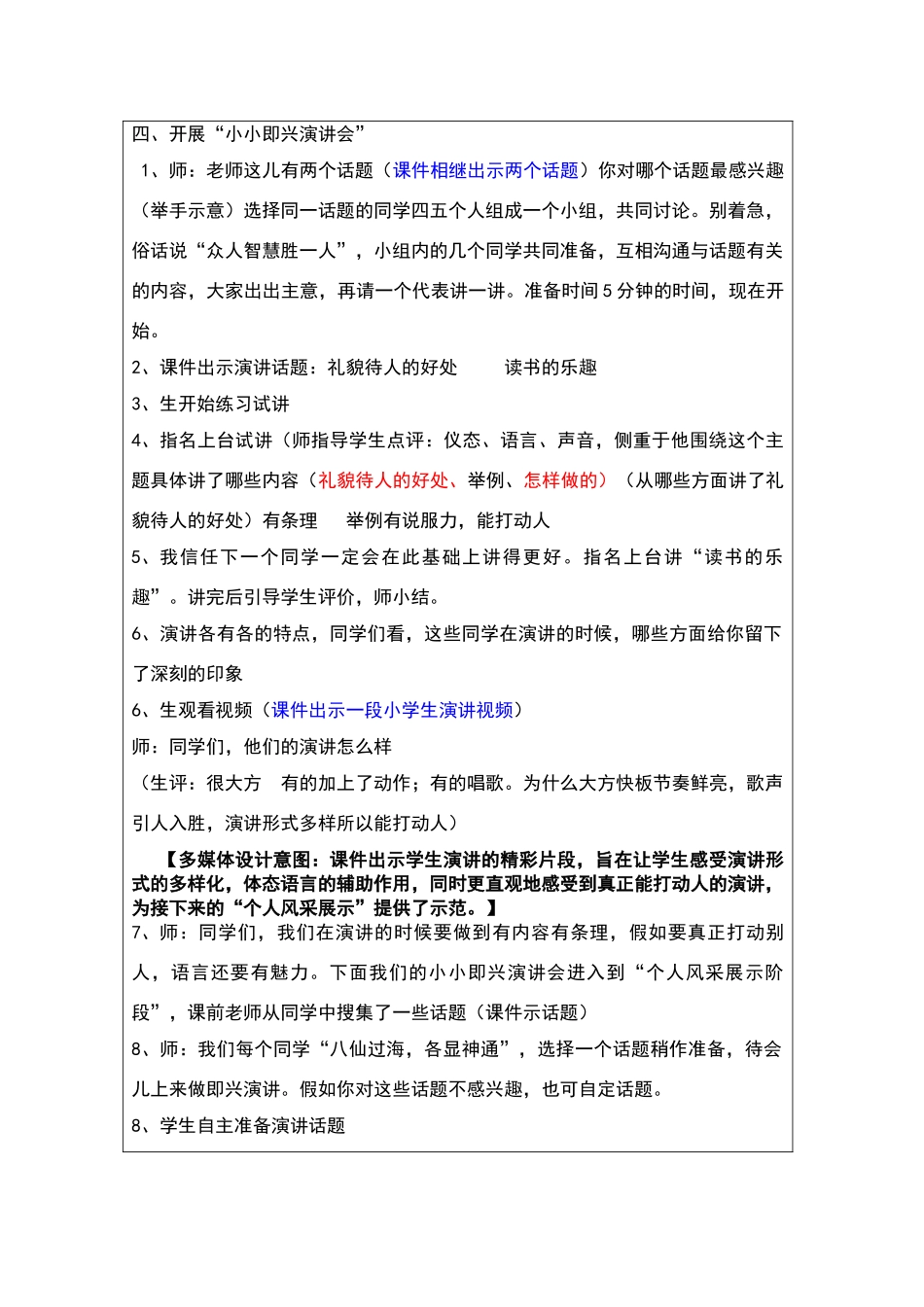 《口语交际：小小即兴演讲会》教学设计_第3页