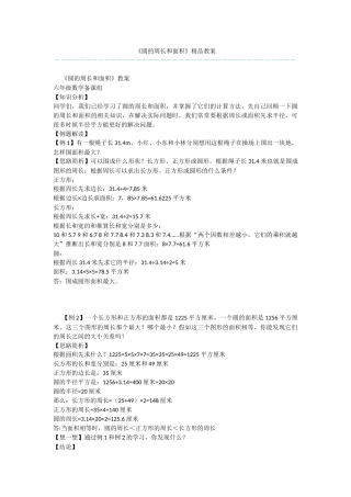 《圆的周长和面积》精品教案