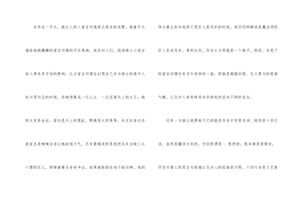 《堂吉诃德》小说读书感悟_第2页