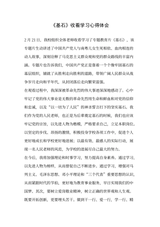 《基石》收看学习心得