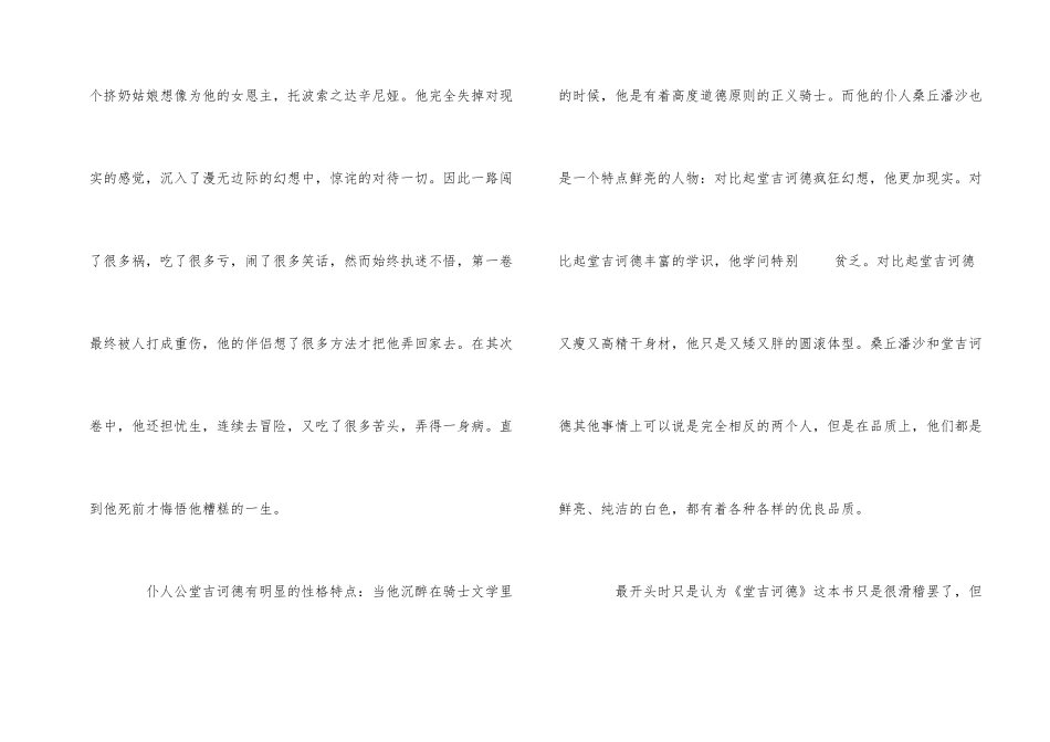 《堂吉诃德》读书心得5篇优秀_第2页