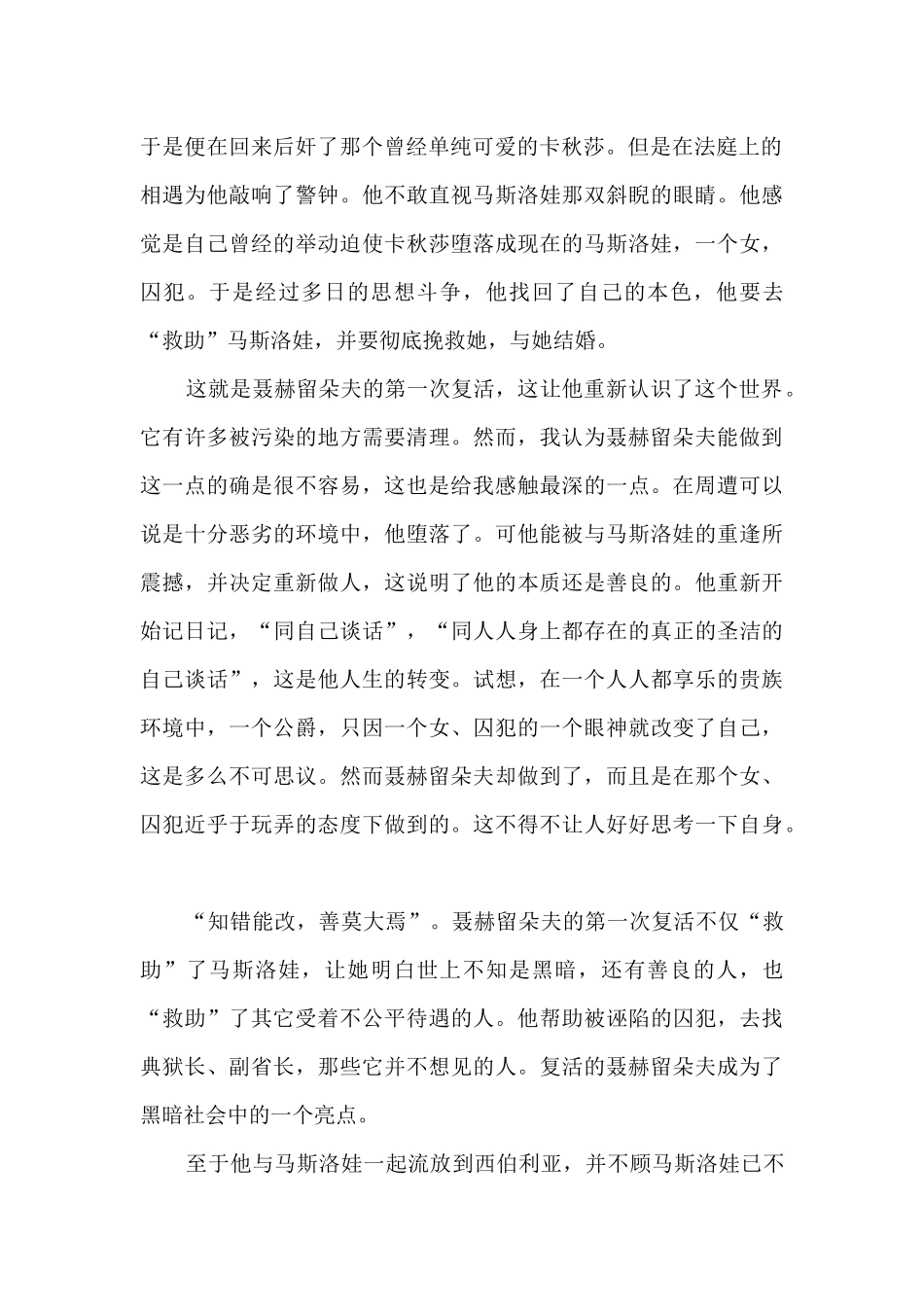 《复活》读书心得_第2页