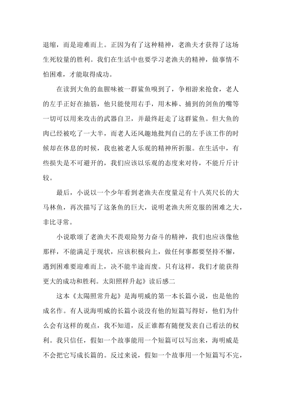 《太阳照样升起》读后感_第2页