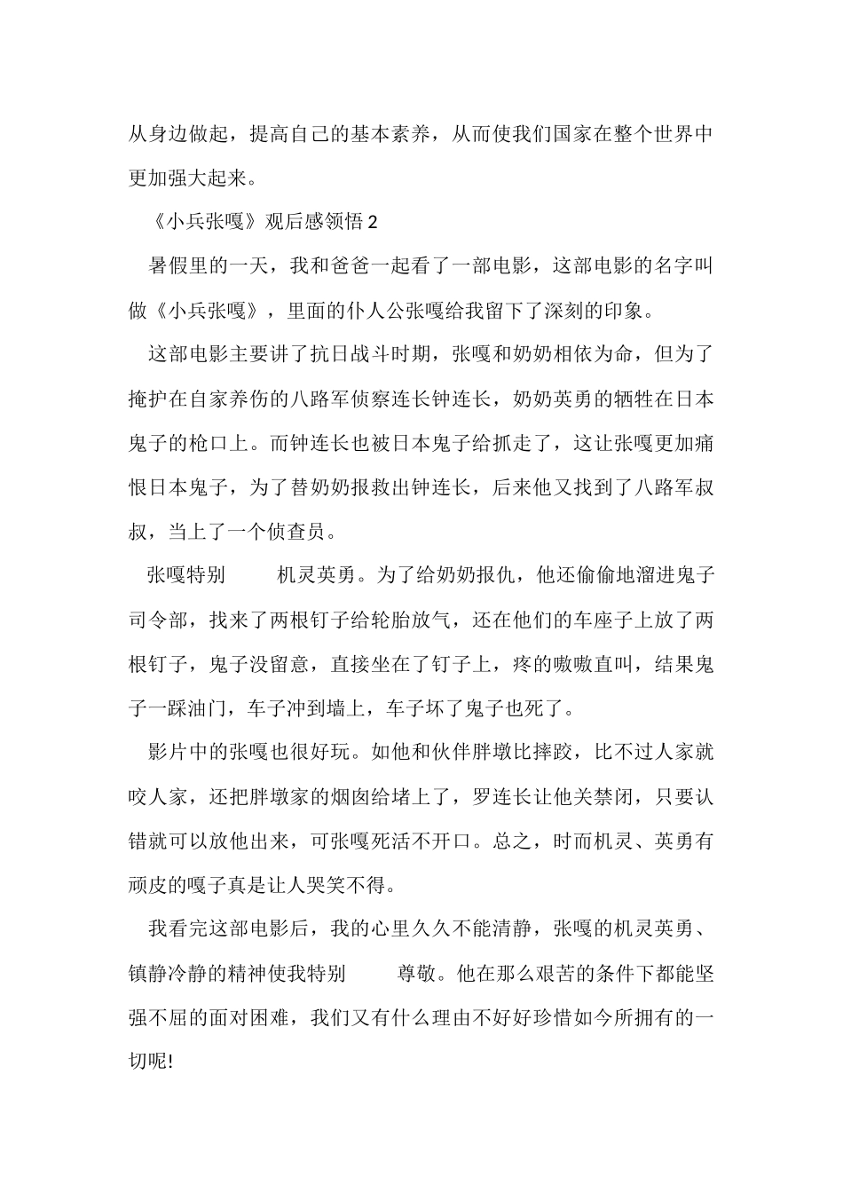 《小兵张嘎》观后感领悟六篇_第2页