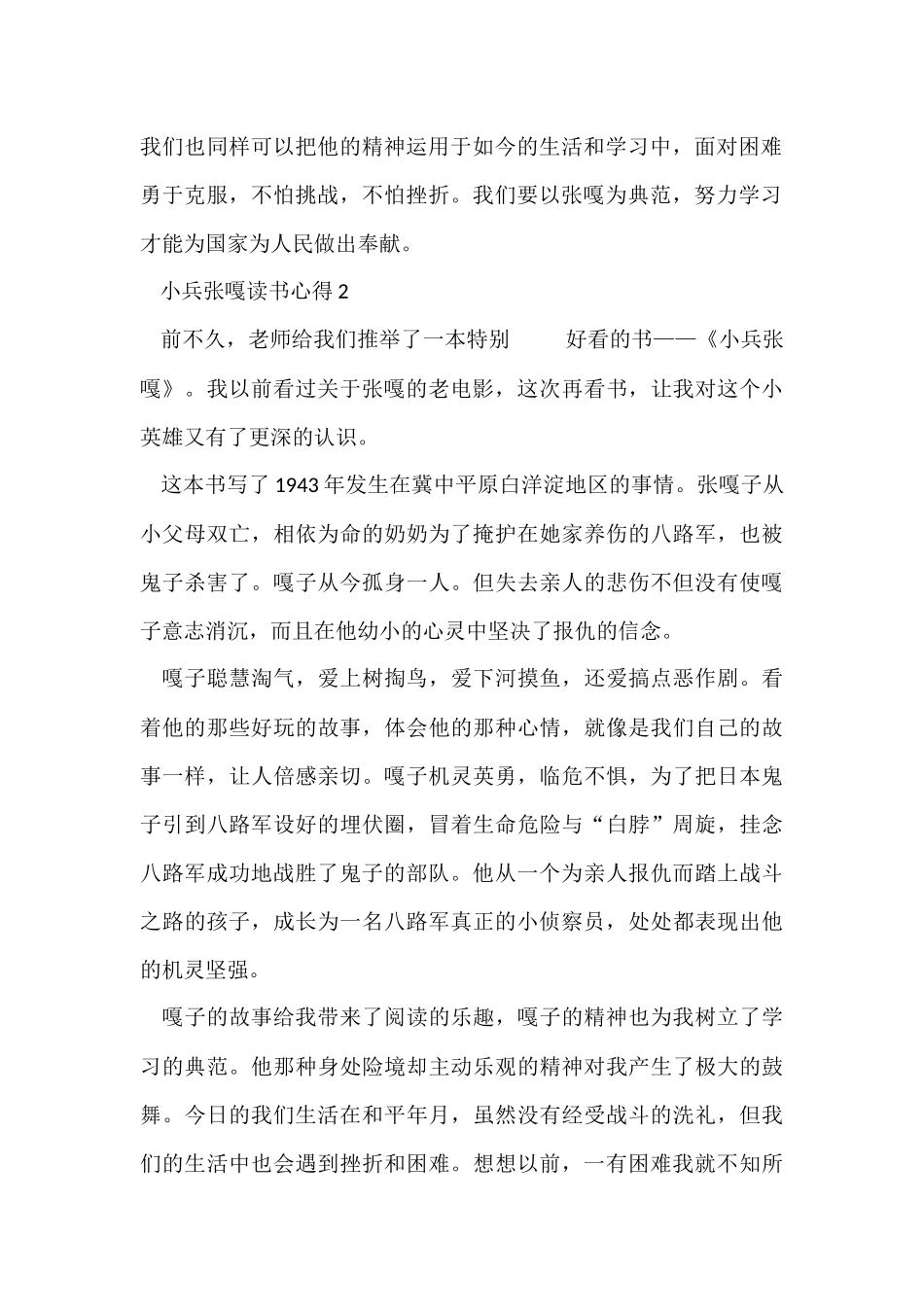 《小兵张嘎》阅读心得5篇_第2页