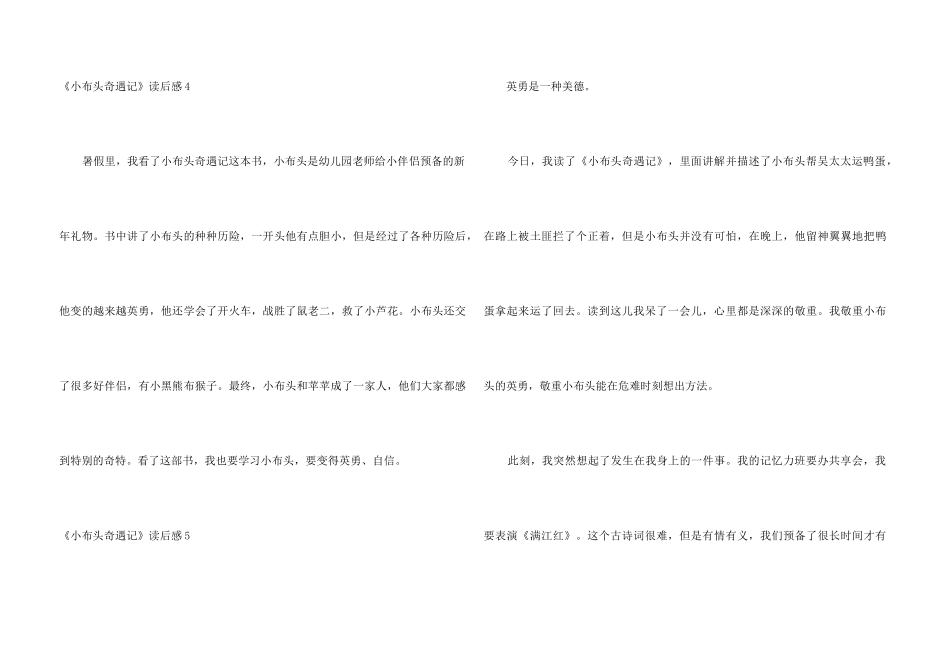 《小布头奇遇记》读后感5篇_第3页
