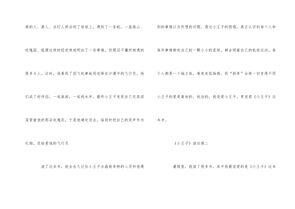 《小王子》中长篇400字读后感5篇_第2页
