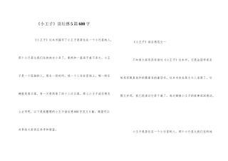 《小王子》读后感5篇600字