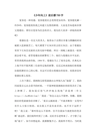 《少年向上》读后感700字