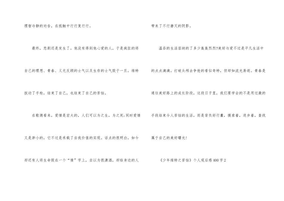 《少年维特之烦恼》个人观后感400字_第2页