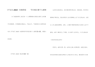 《平安行.2024》央视特别节目观后感个人感想