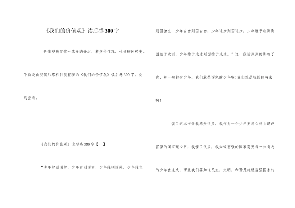 《我们的价值观》读后感300字_第1页