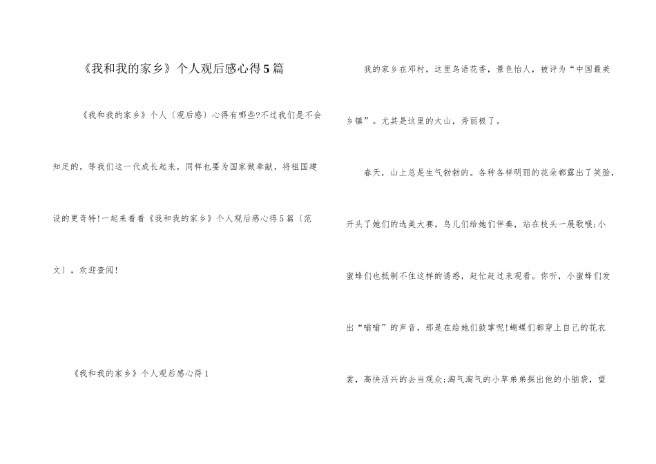 《我和我的家乡》个人观后感心得5篇_第1页