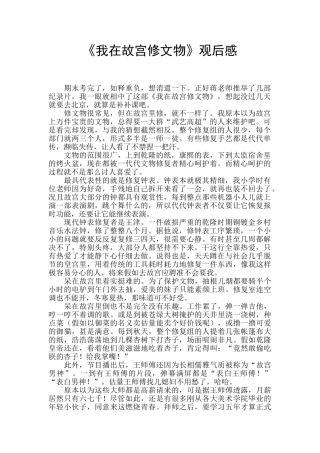 《我在故宫修文物》观后感-