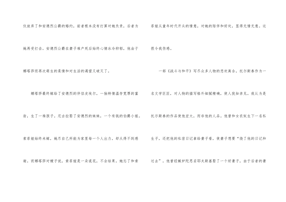 《战争与和平》读书心得600字_第3页