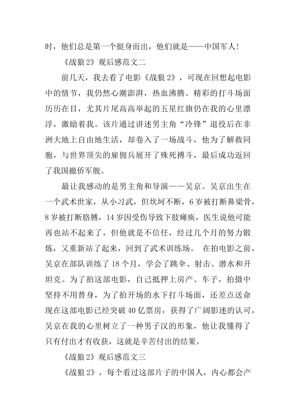 《战狼2》观后感范文300字_第2页
