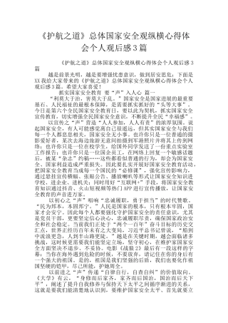 《护航之道》总体国家安全观纵横心得体会个人观后感3篇