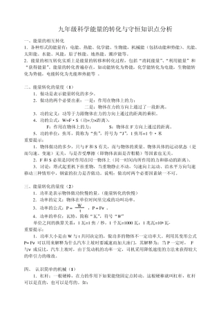 能量的转化与守恒知识点分析