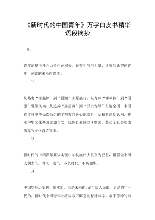 《新时代的中国青年》万字白皮书精华语段摘抄