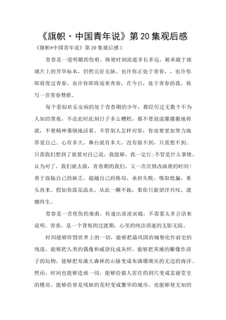 《旗帜·中国青年说》第20集观后感