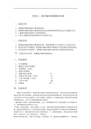脉冲编码调制与解调实验