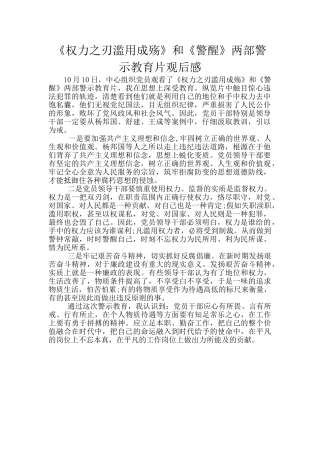 《权力之刃滥用成殇》和《警醒》两部警示教育片观后感