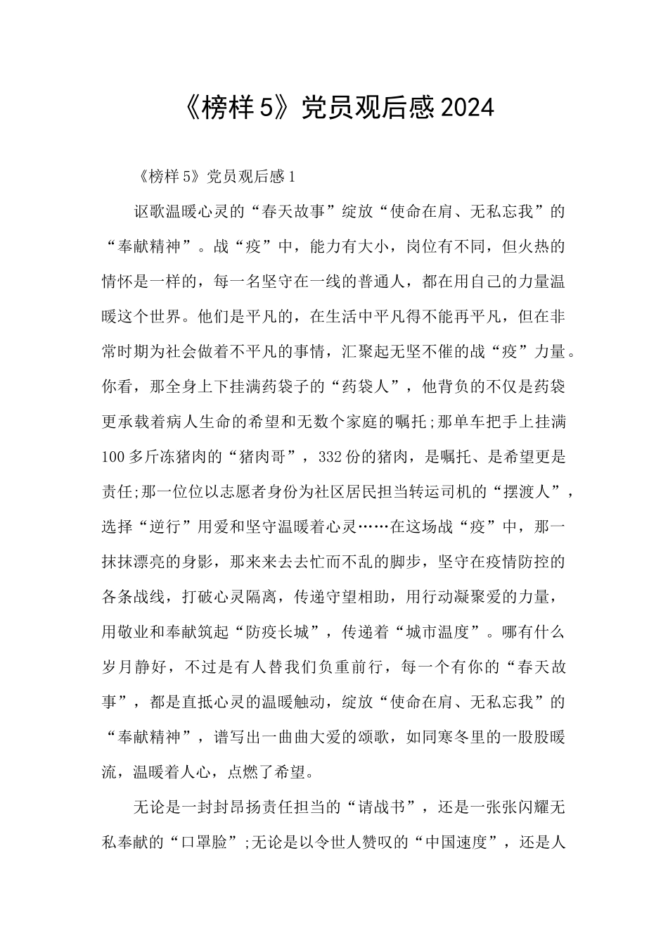 《榜样5》党员观后感2024_第1页